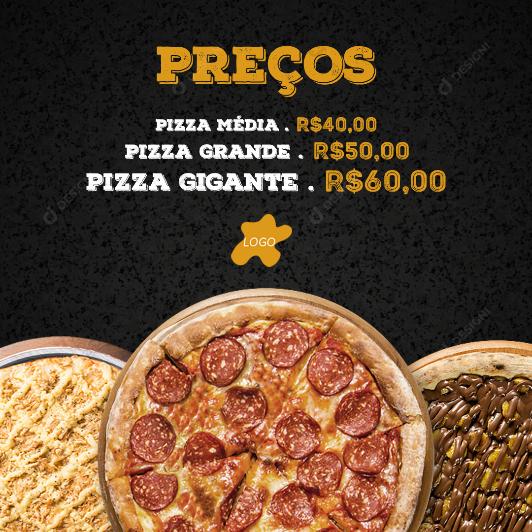 Pizza Pizzaria Social Media PSD Editável Preços