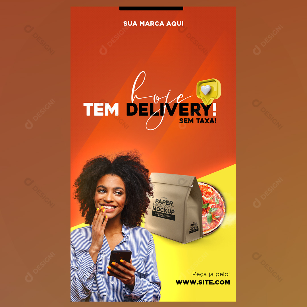 Delivery Sem Taxa Social Media PSD Editável Pizzas Stories