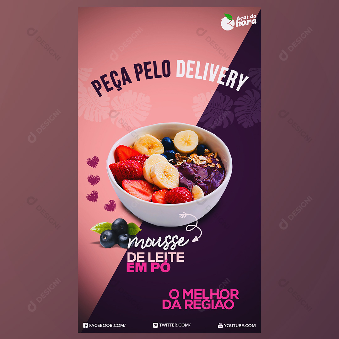 Açaí Delivery Social Media PSD Editável Stories