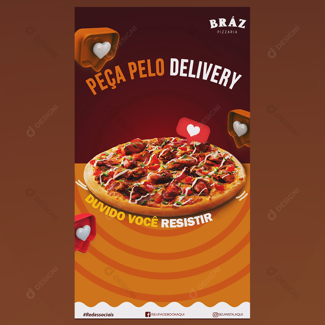 Pizza Peça Delivery Social Media PSD Editável Stories