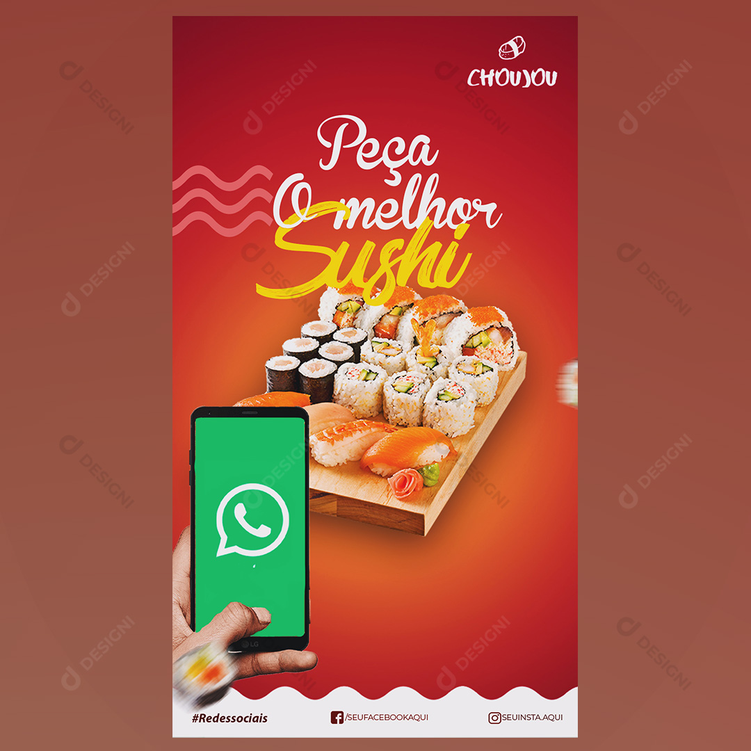 Peça Sushi Deliverys Stories Social Media PSD Editável