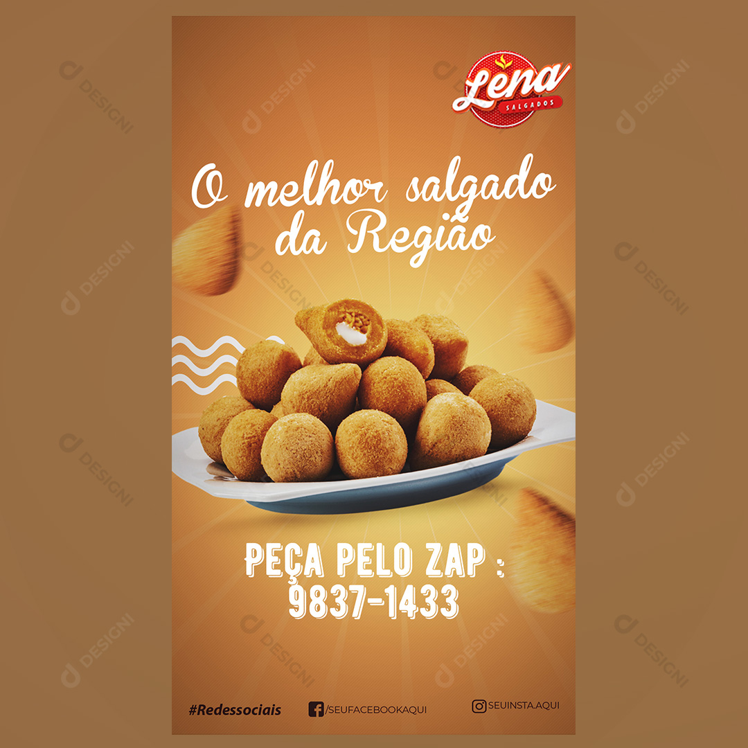 Salgado Coxinhas Deliverys Social Media PSD Editável Stories