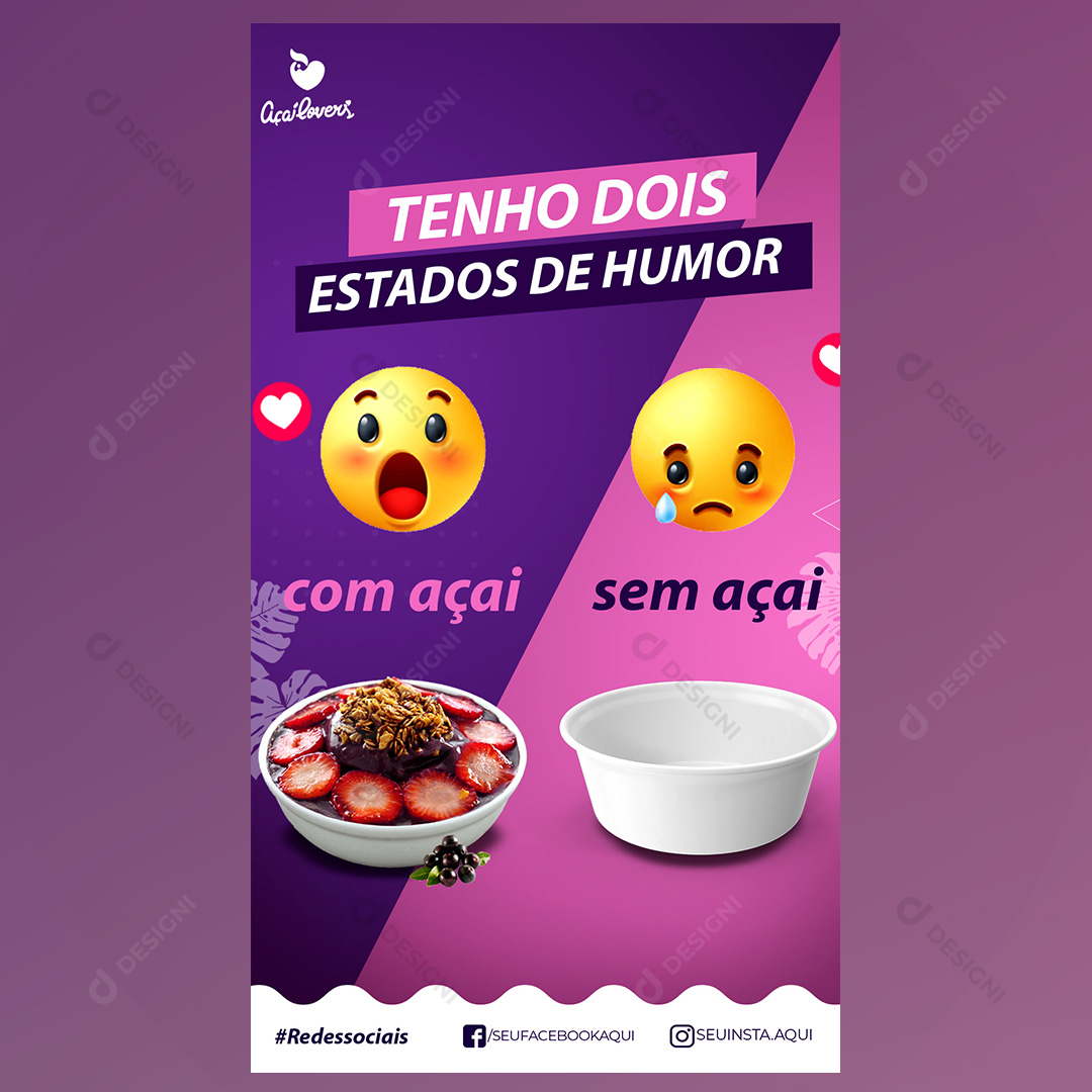 Açaí Açaíteria Social Media PSD Editável Stories Deliverys