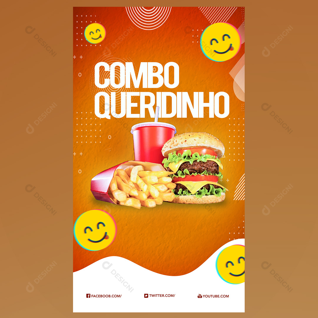 Combo Hamburguer Social Media PSD Editável Deliverys Stories