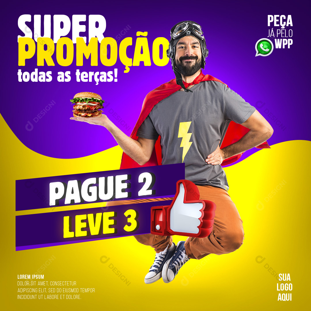 Super Promoção Hamburgueres Deliverys Social Media PSD Editável