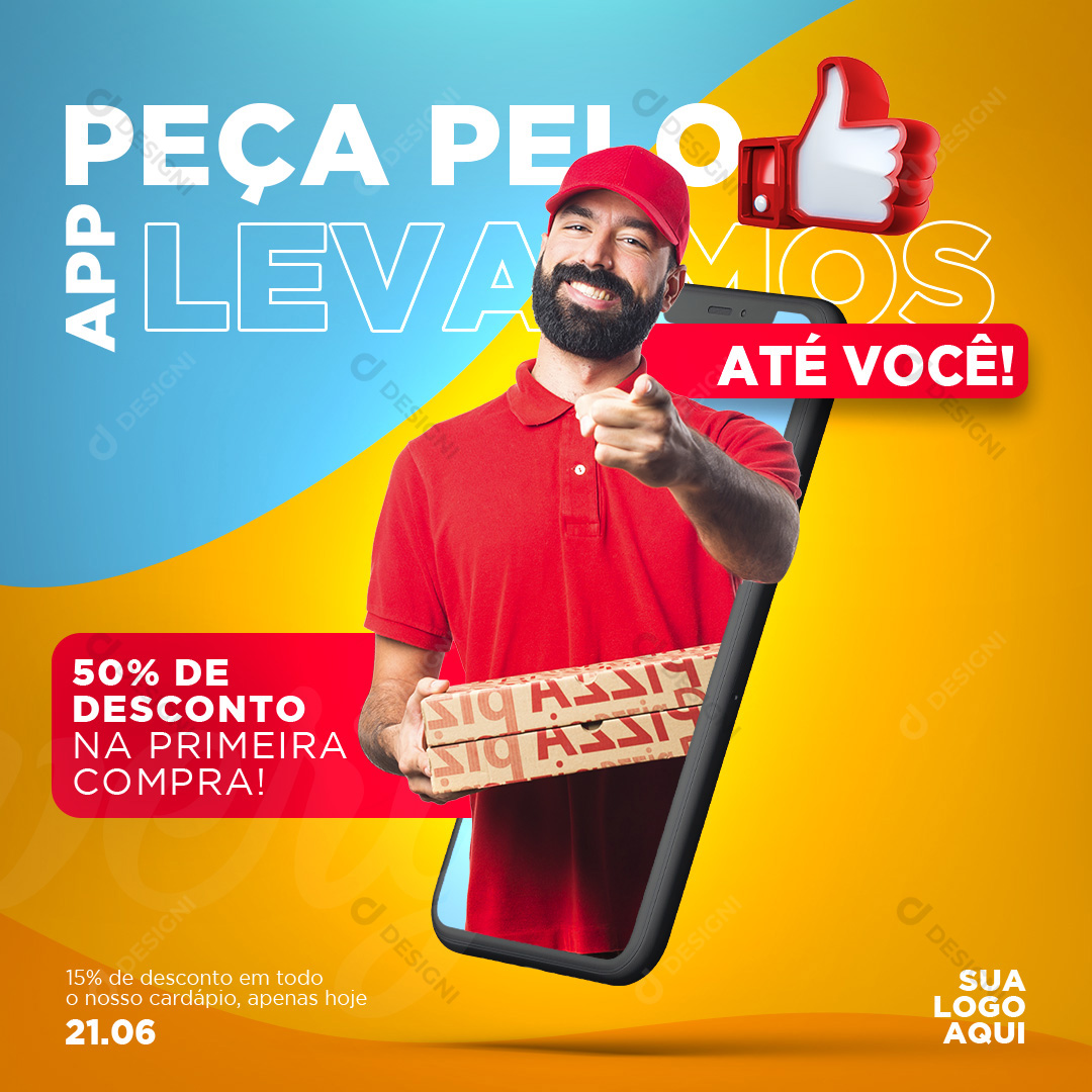 Peça Pelo App Deliverys Social Media PSD Editável