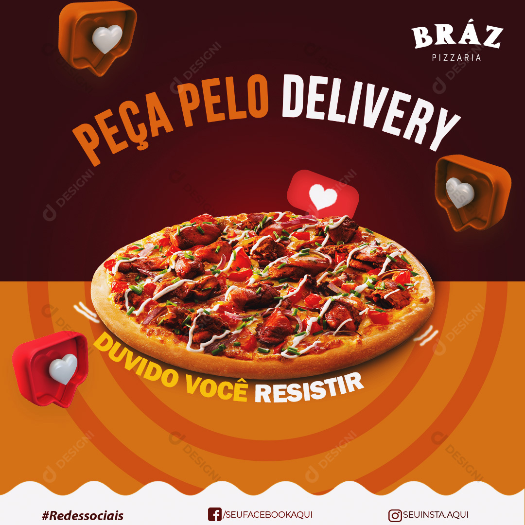 Peça Delivery Social Media PSD Editável Entregas Pizzarias