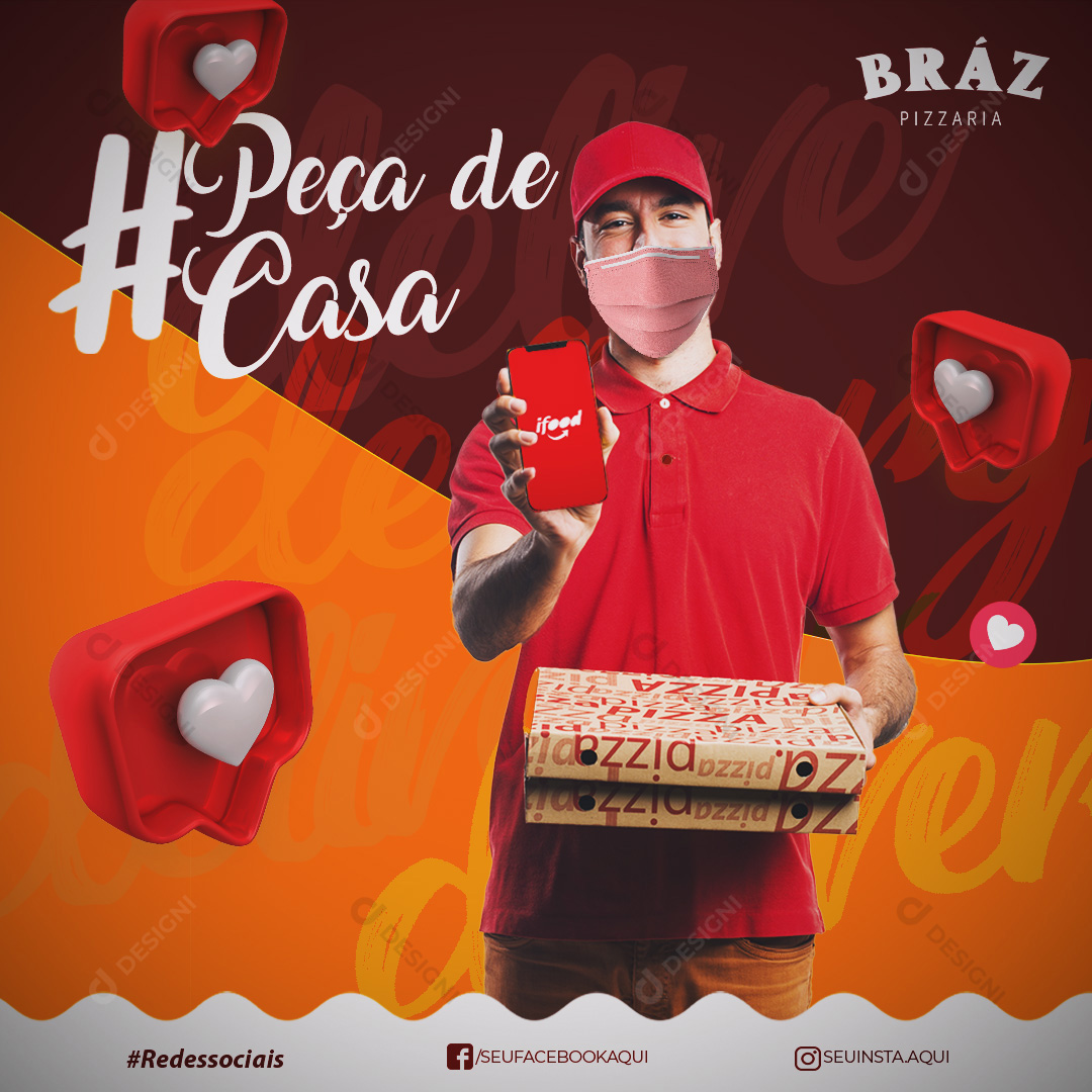 Peça Delivery Social Media PSD Editável Entregas Pizzarias