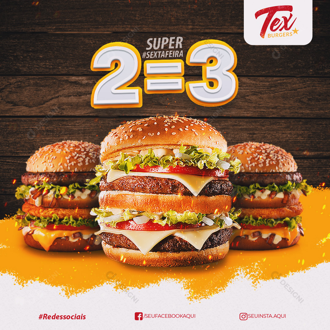 Super Promoção Hamburgueres Deliverys Social Media PSD Editável