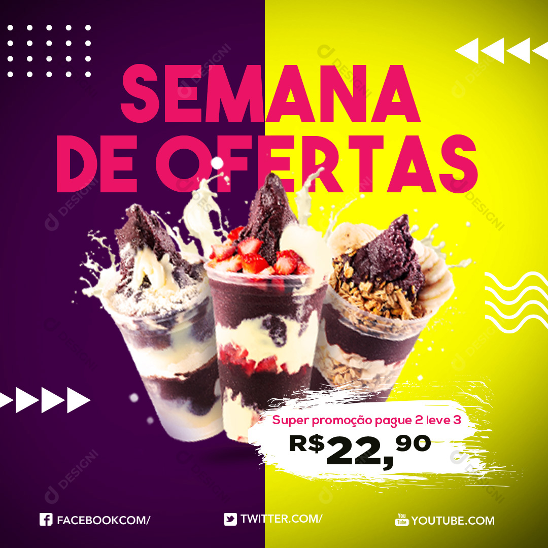 Açai Açaiteria Social Media PSD Editável Sorveteria Deliverys