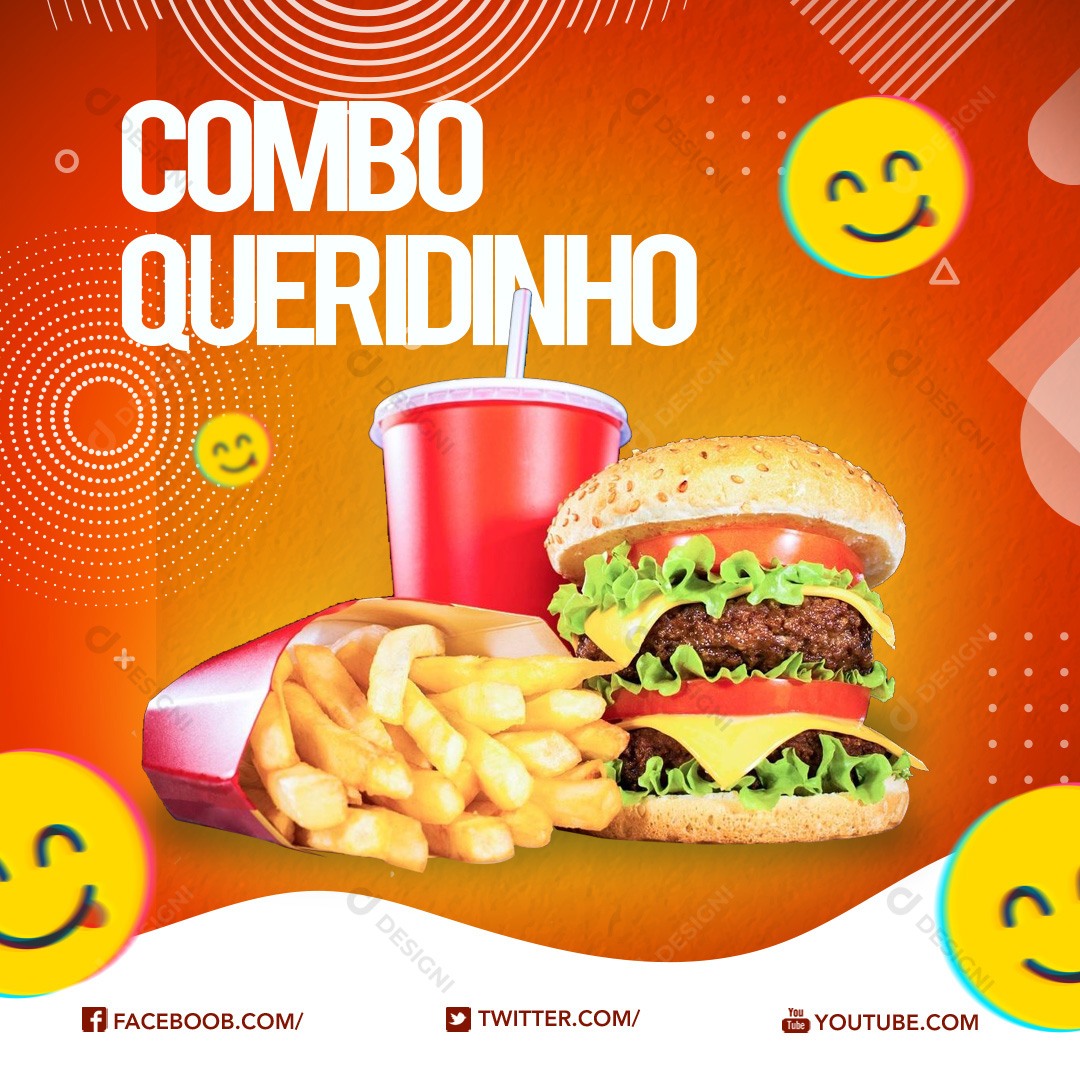 Combo Hamburguer Social Media PSD Editável Deliverys Stories