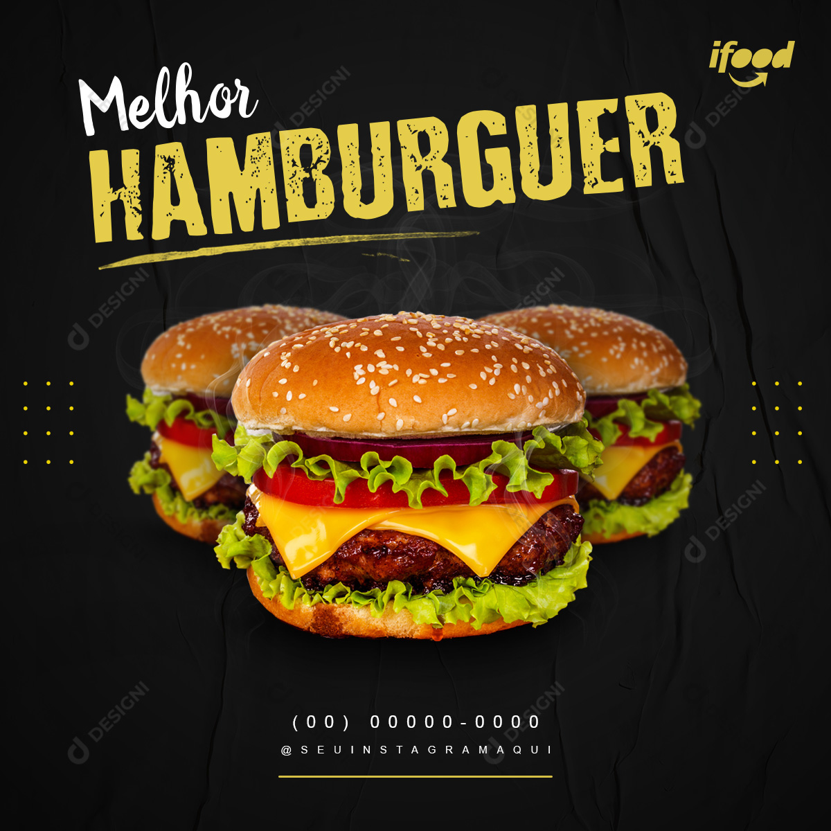 Hambúrguer Hamburguerias Social Media PSD Editável Delivery Ifood