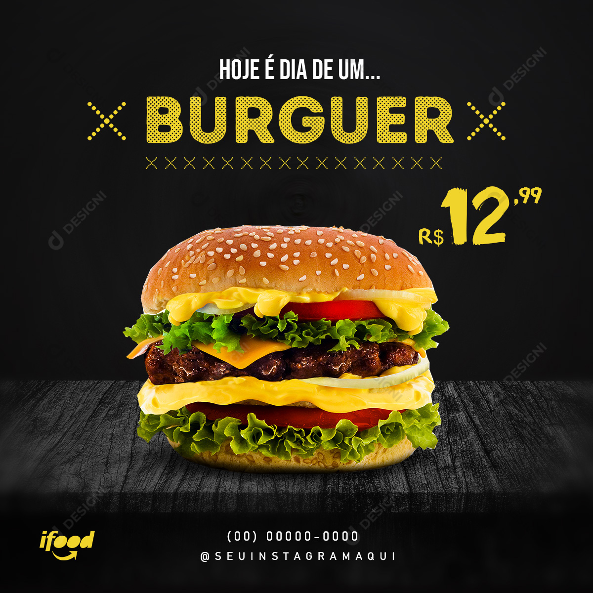 Hambúrguer Hamburguerias Social Media PSD Editável Delivery Ifood