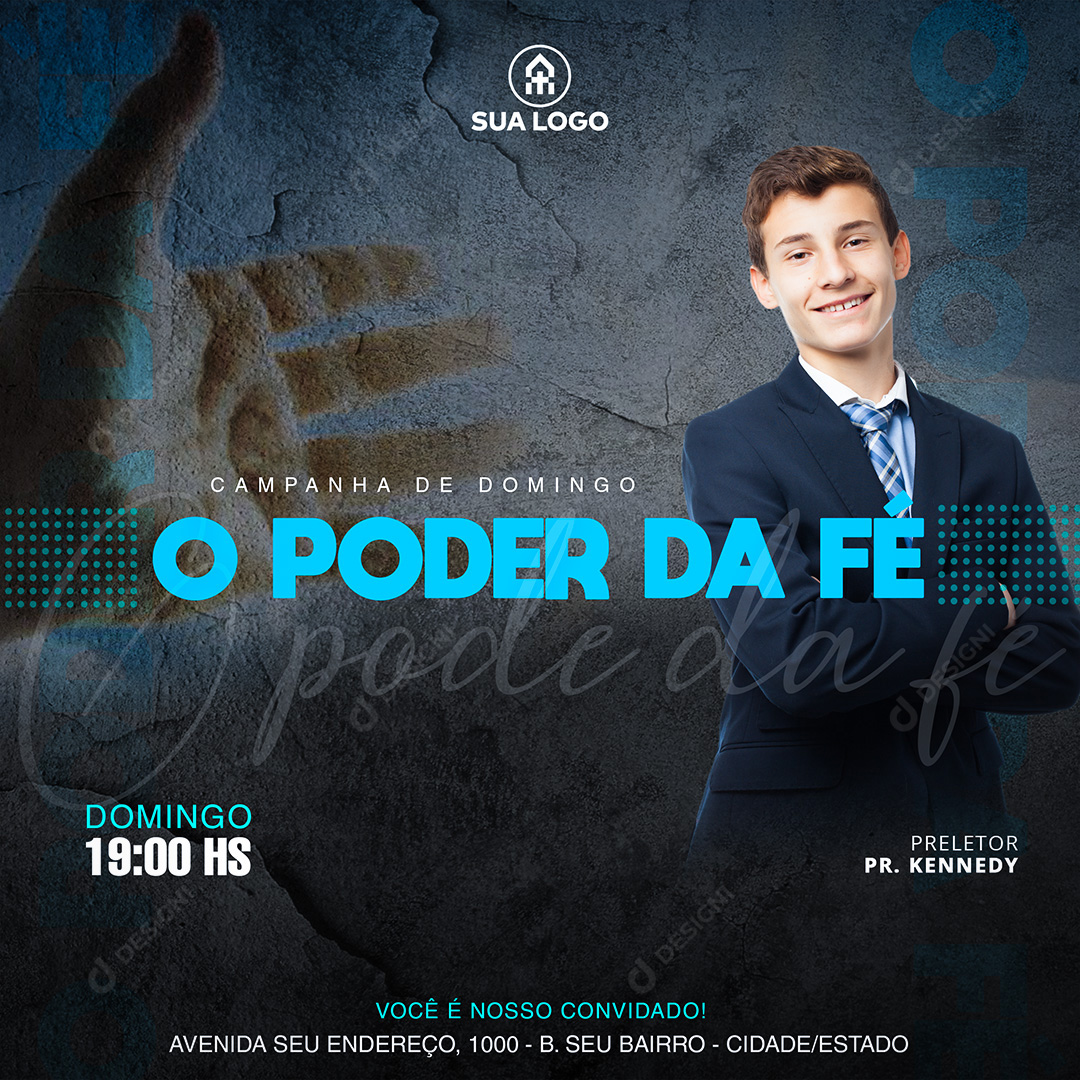 Campanha de Domingo Social Media PSD Editável Igrejas Fé