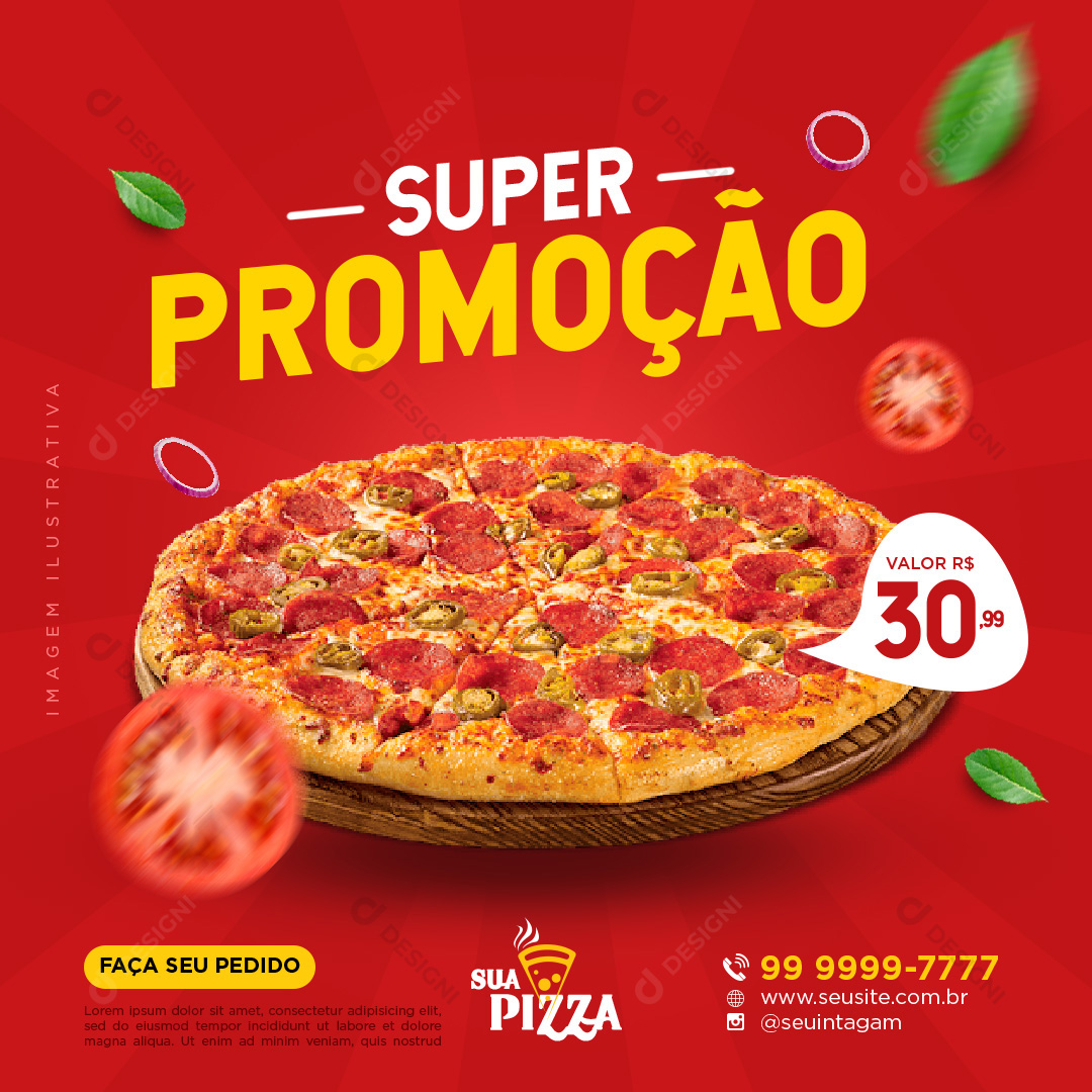 Super Promoção Pizzas Pizzarias Social Media PSD Editável