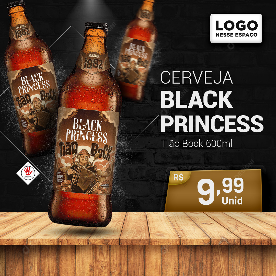 Cerveja Black Princess Tião Bock 600ml Social Media PSD Editável