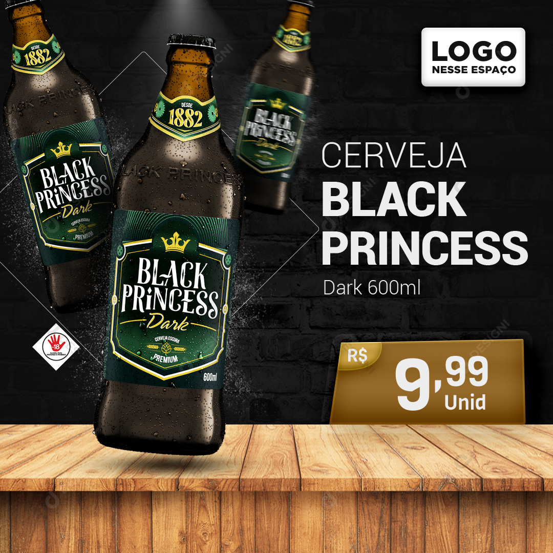 Cerveja Black Princess Dark 600ml Social Media PSD Editável