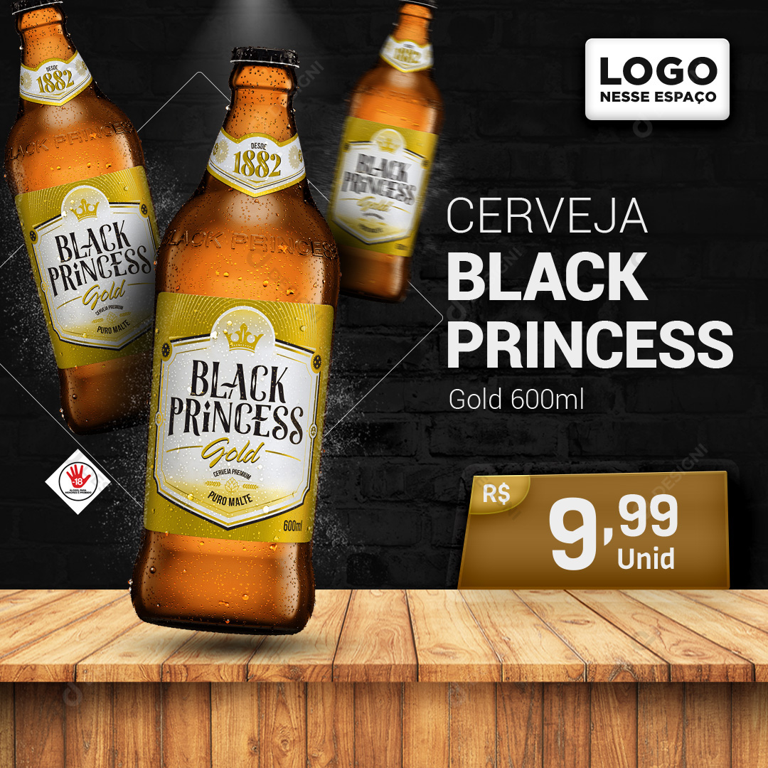 Cerveja Black Princess Gold 600ml Social Media PSD Editável