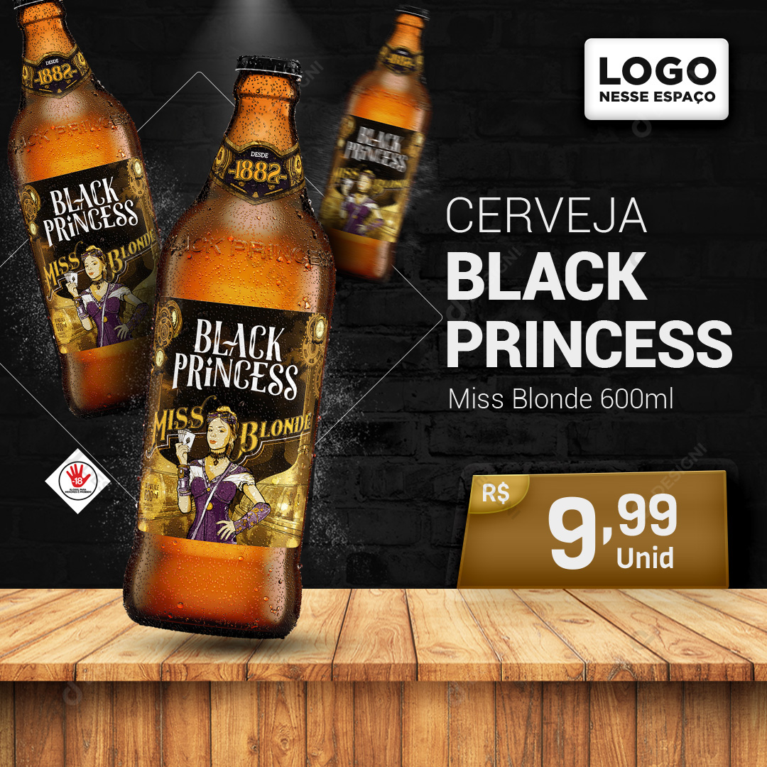 Cerveja Black Princess Miss Blonde 600ml Social Media PSD Editável