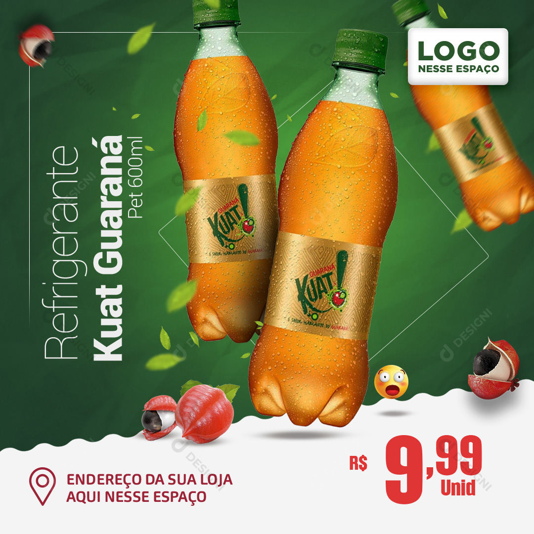 Refrigerante Kuat Guaraná 600ml Versão Carnaval Social Media PSD Editável