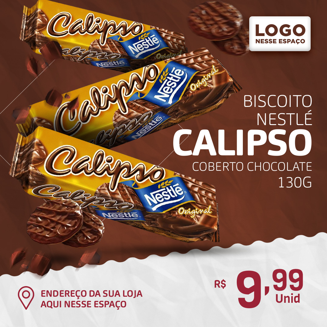 Biscoito Calipso Coberto Chocolate 130g Social Media PSD Editável