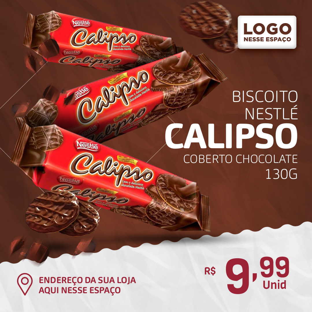 Biscoito Calipso Coberto Chocolate 130g Social Media PSD Editável
