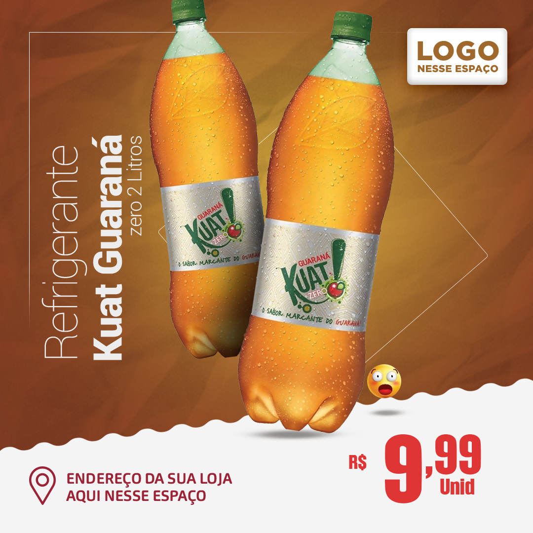 Refrigerante Kuat Guaraná Zero 2L Social Media PSD Editável