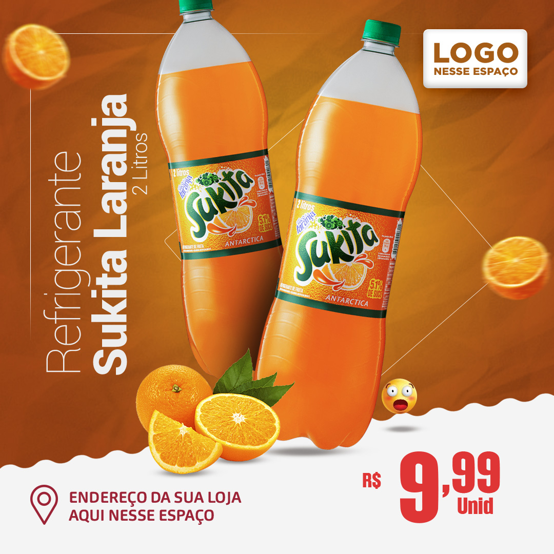 Refrigerante Sukita Laranja 2 Litros Social Media PSD Editável