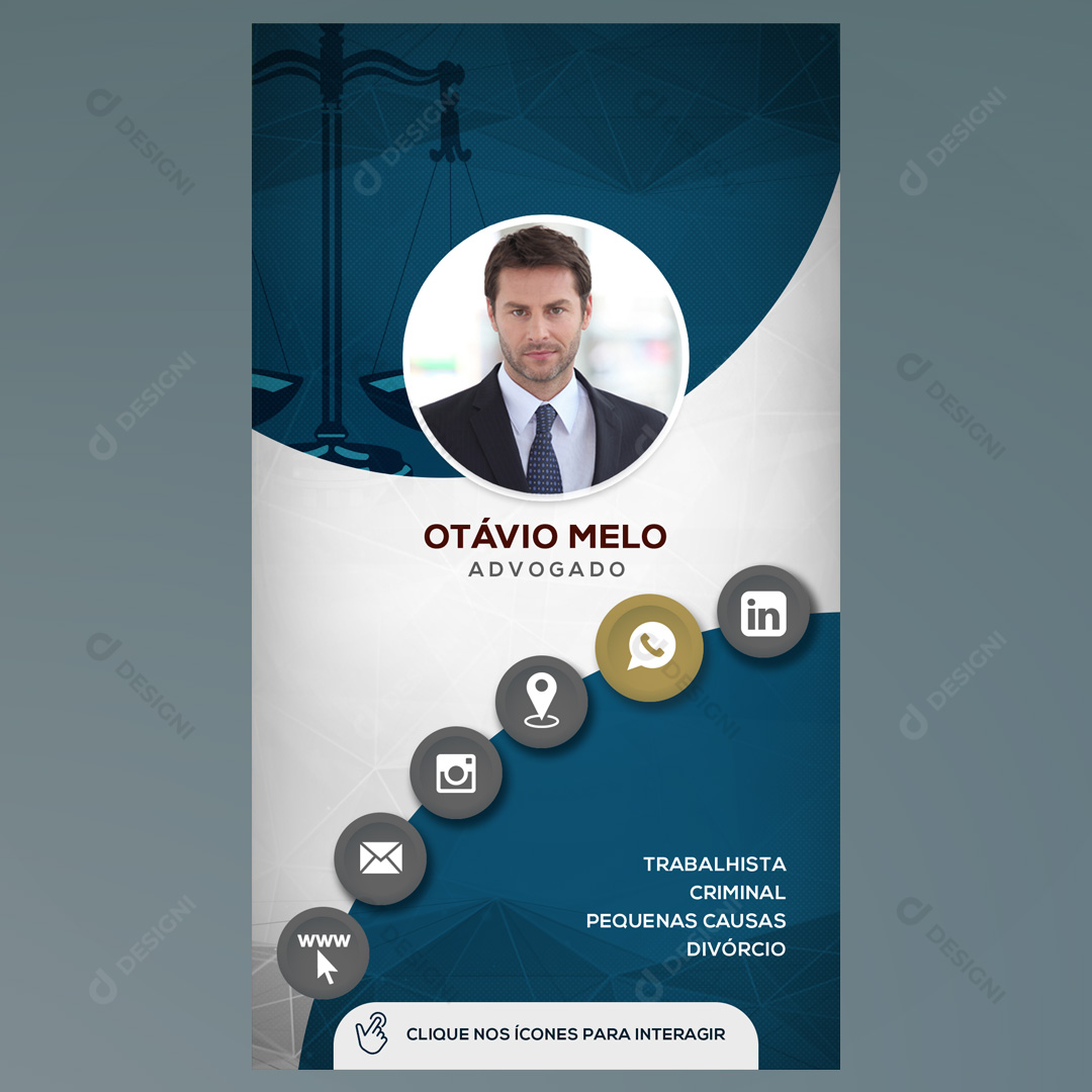 Cartão Interativo Advogado PSD + PPTX Editável
