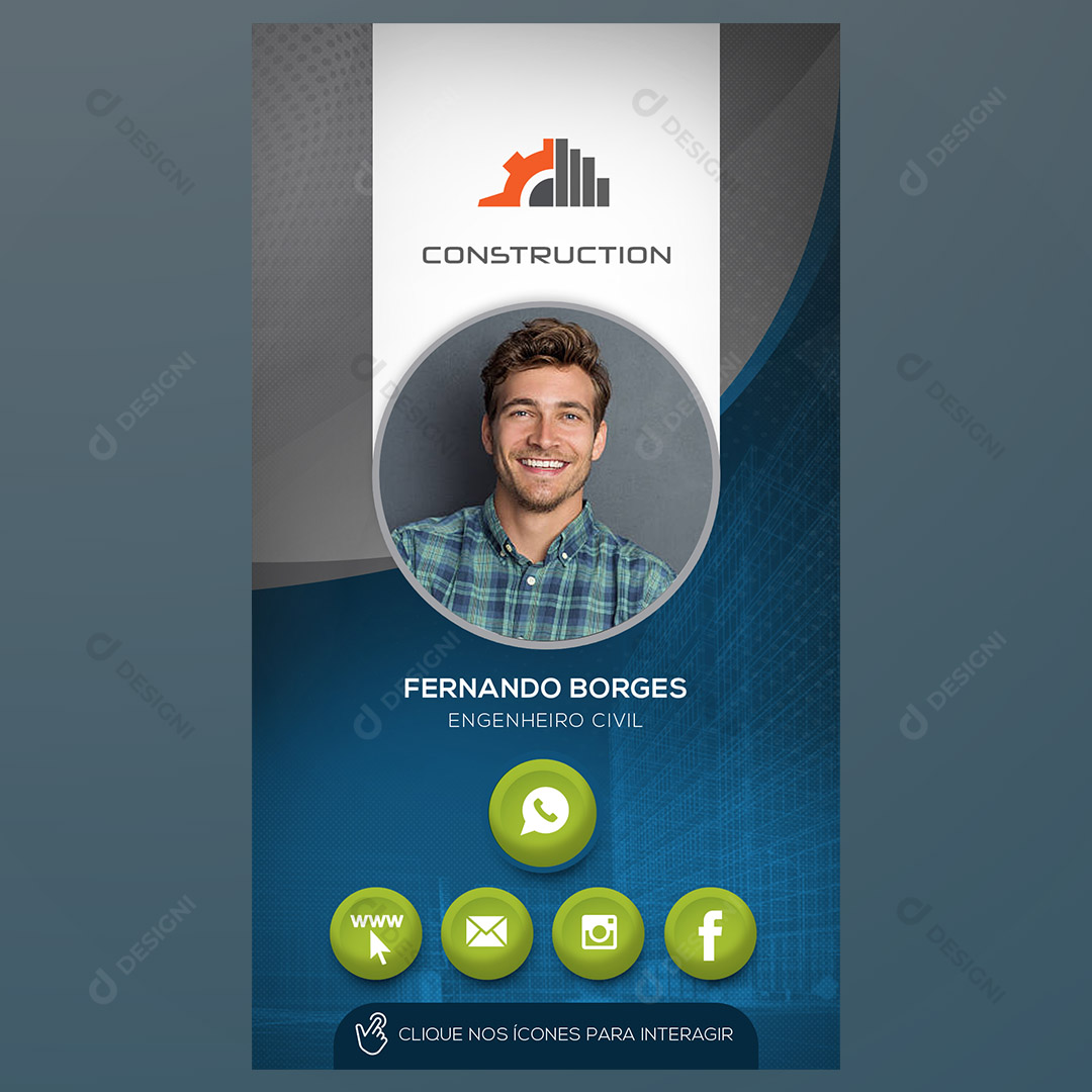 Cartão Interativo Engenheiro Civil PSD + PPTX Editável
