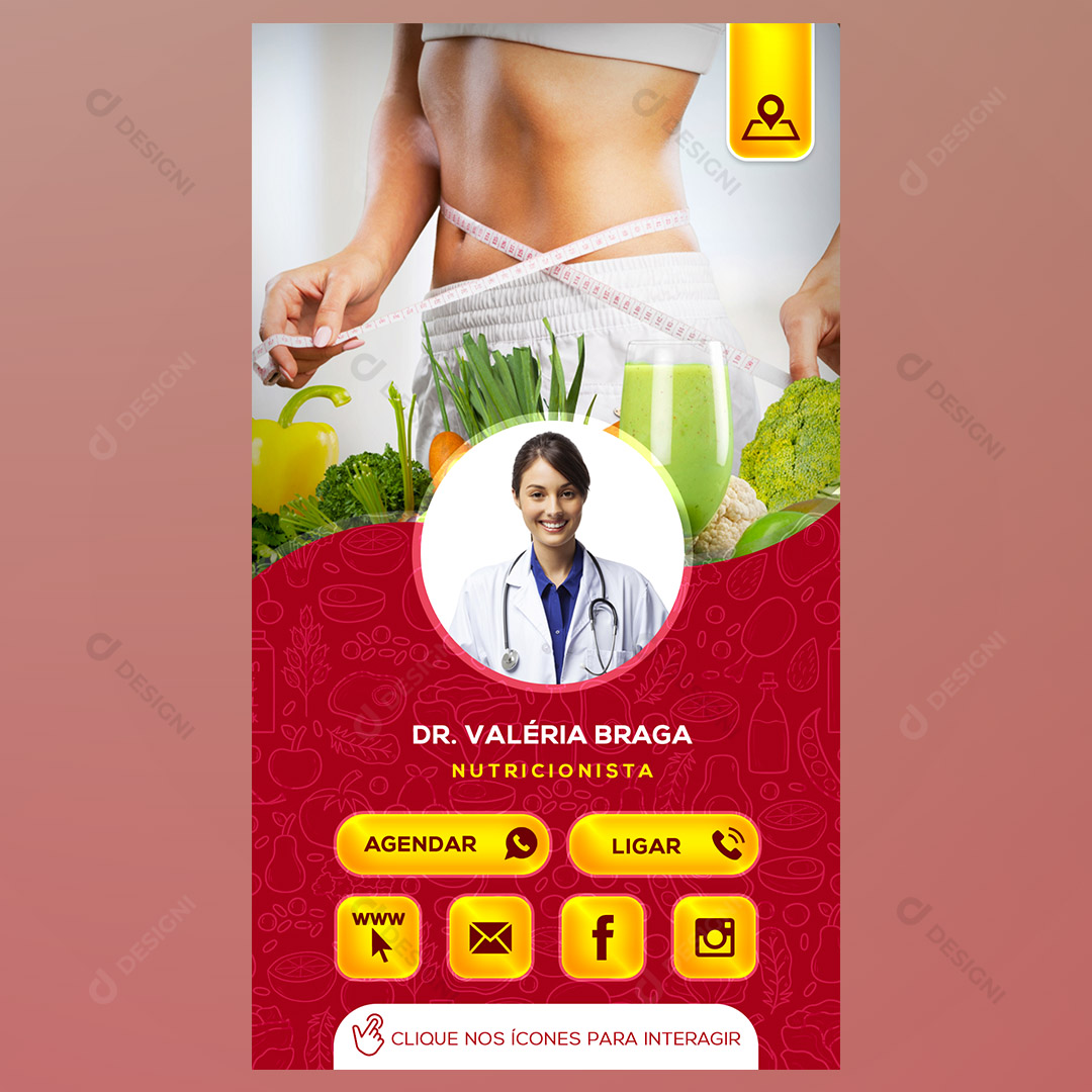 Cartão Interativo Nutricionista PSD + PPTX Editável