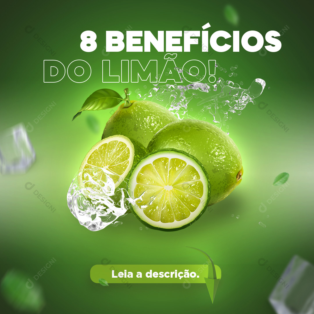 Benefícios do Limão Social Media PSD Editável Saudável