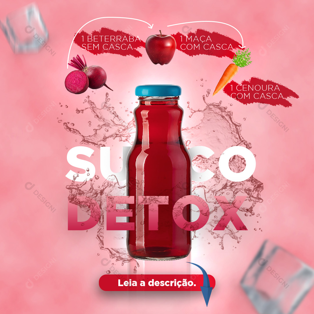Suco Detox Beterraba Maçã Cenoura Social Media PSD Editável