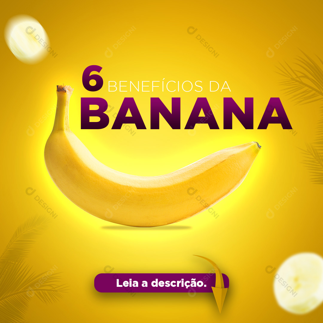 Benefícios da Banana Social Media PSD Editável Saudável