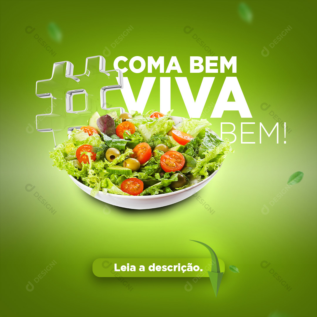 Coma Bem Vivas Mais Alimentação Saudável Social Media PSD Editável