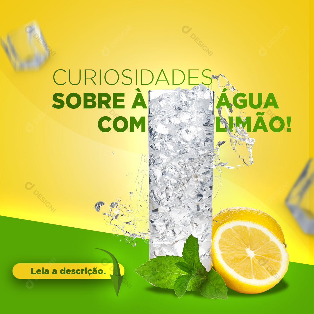 Curiosidades Água Com Limão Social Media PSD Editável Saúde