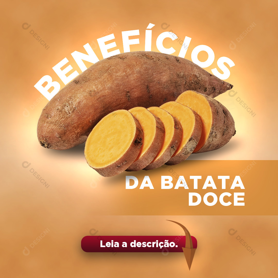 Benefícios da Batata Doce Social Media PSD Editável Saudável
