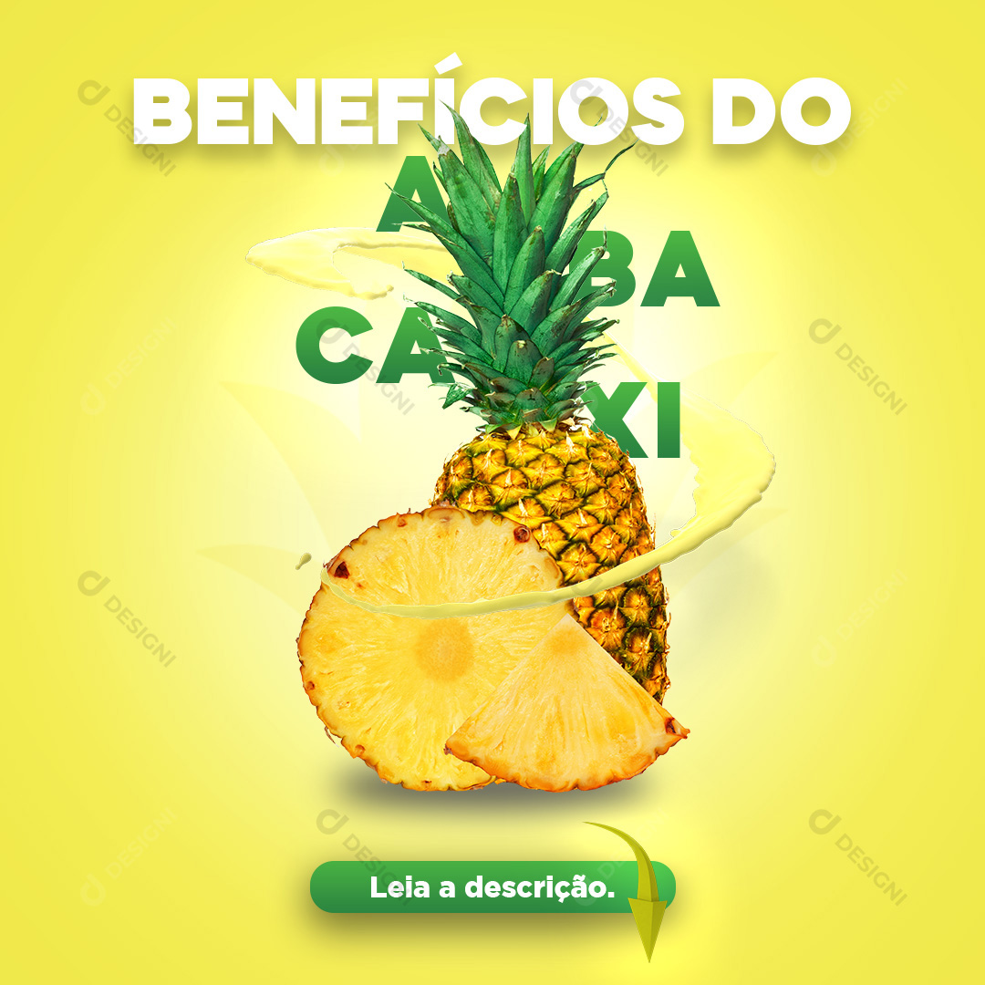 Benefícios do Abacaxi Social Media PSD Editável Saúde