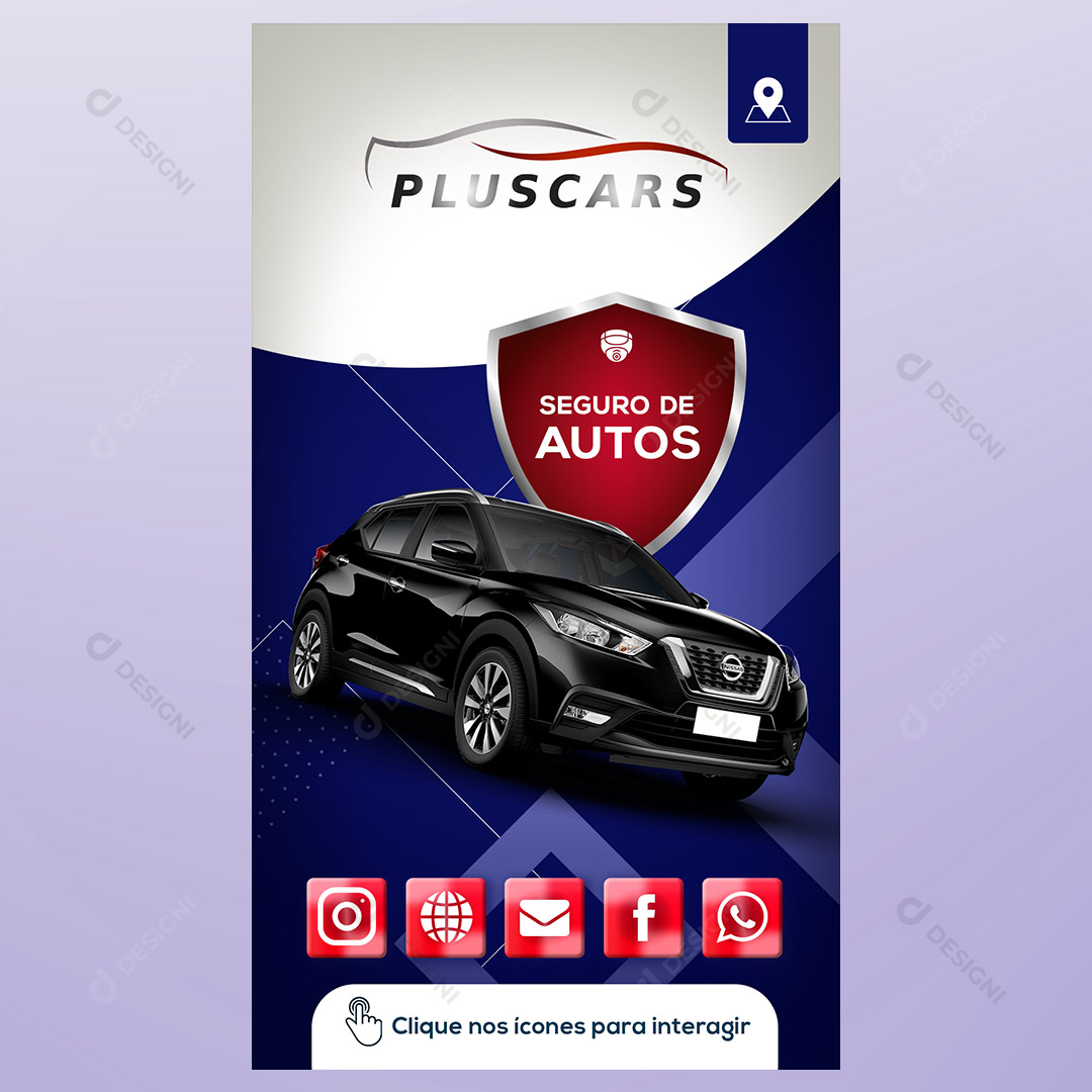 Cartão Interativo Seguro de Veículos Seguradora PSD + PPTX Editável