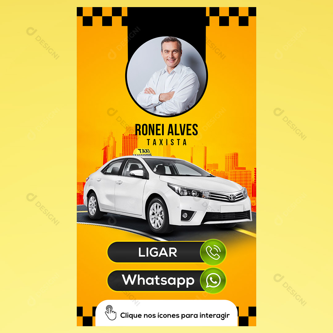 Cartão Interativo Taxista PSD + PPTX Editável