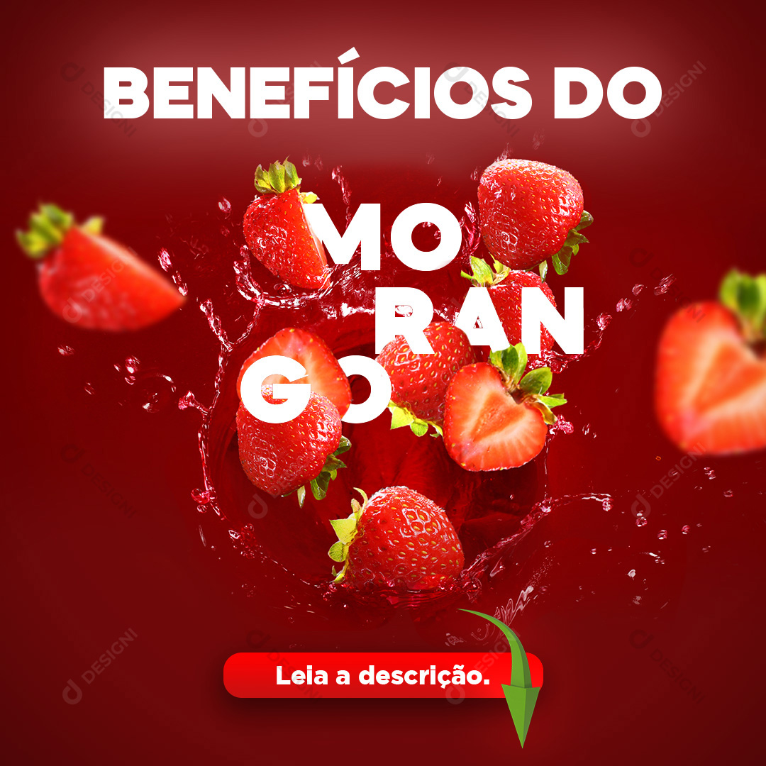 Benefícios do Morango Social Media PSD Editável