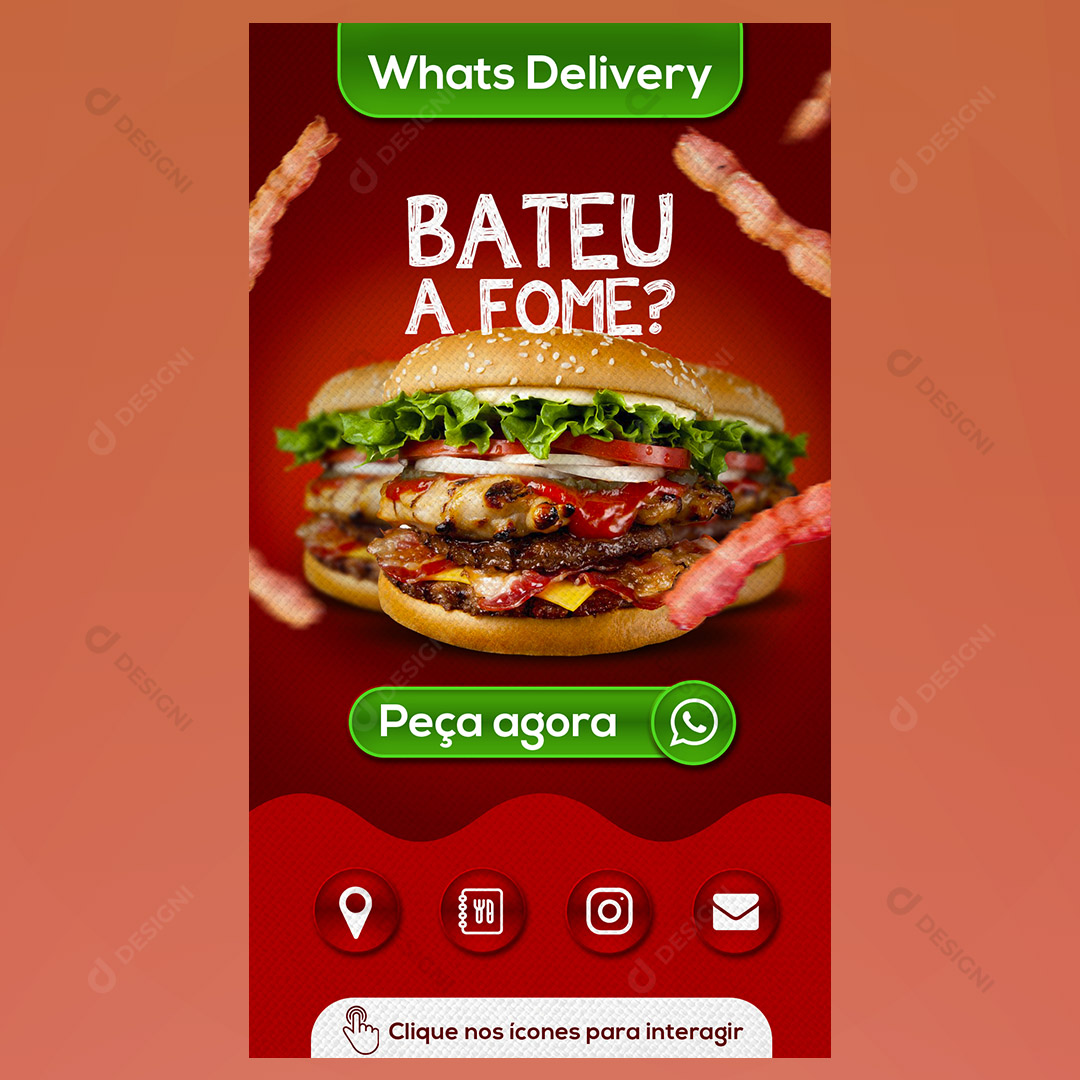 Cartão Interativo Hamburgueria PSD + PPTX Editável