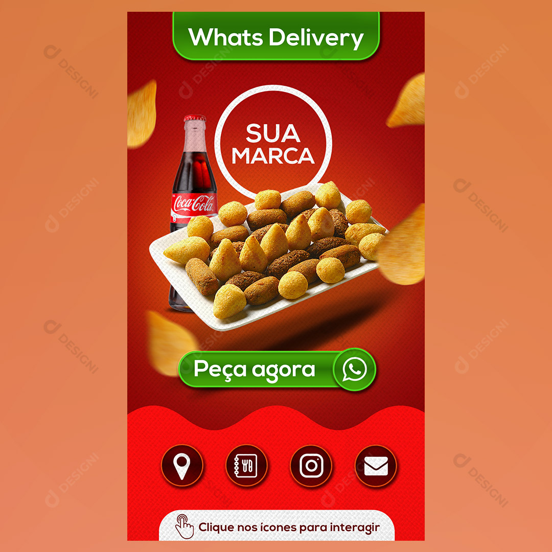 Cartão Interativo Salgados PSD + PPTX Editável