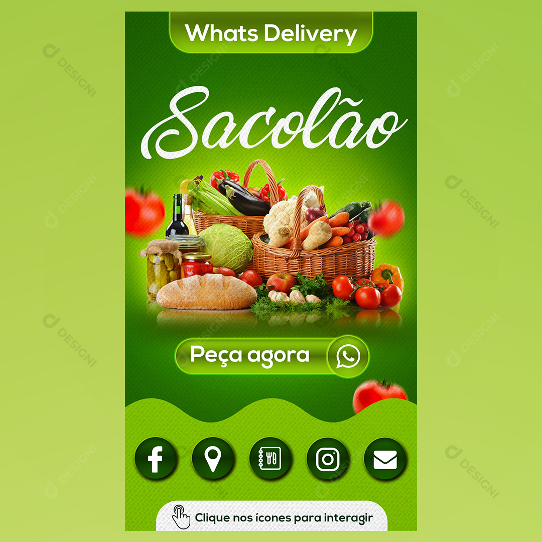 Cartão Interativo Sacolão Hortifrúti PSD + PPTX Editável