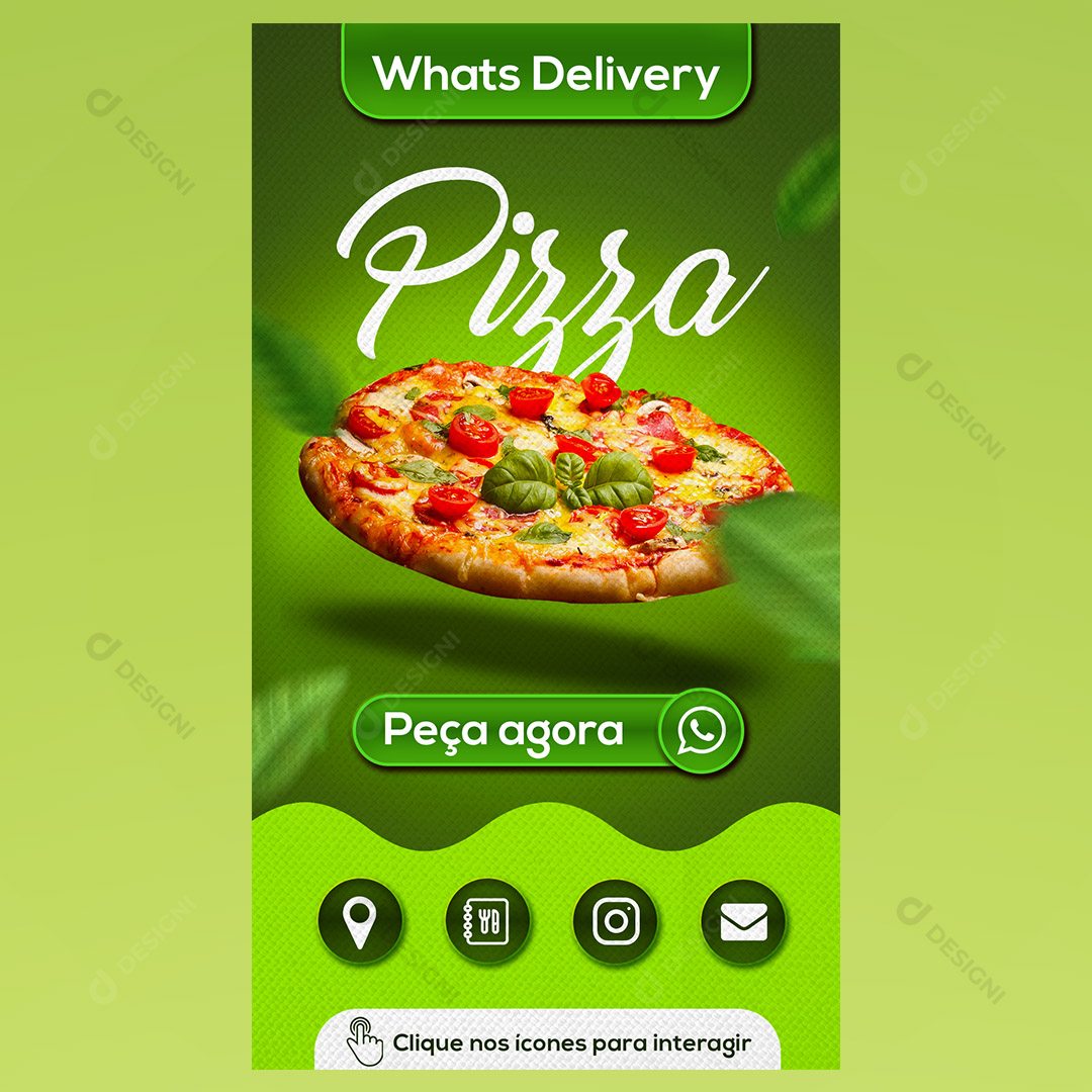 Cartão Interativo Pizzaria PSD + PPTX Editável