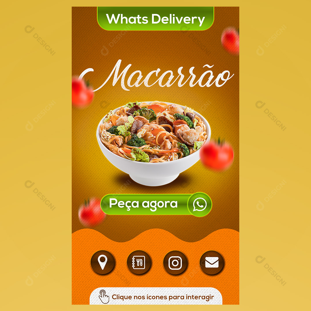 Cartão Interativo Macarronada PSD + PPTX Editável