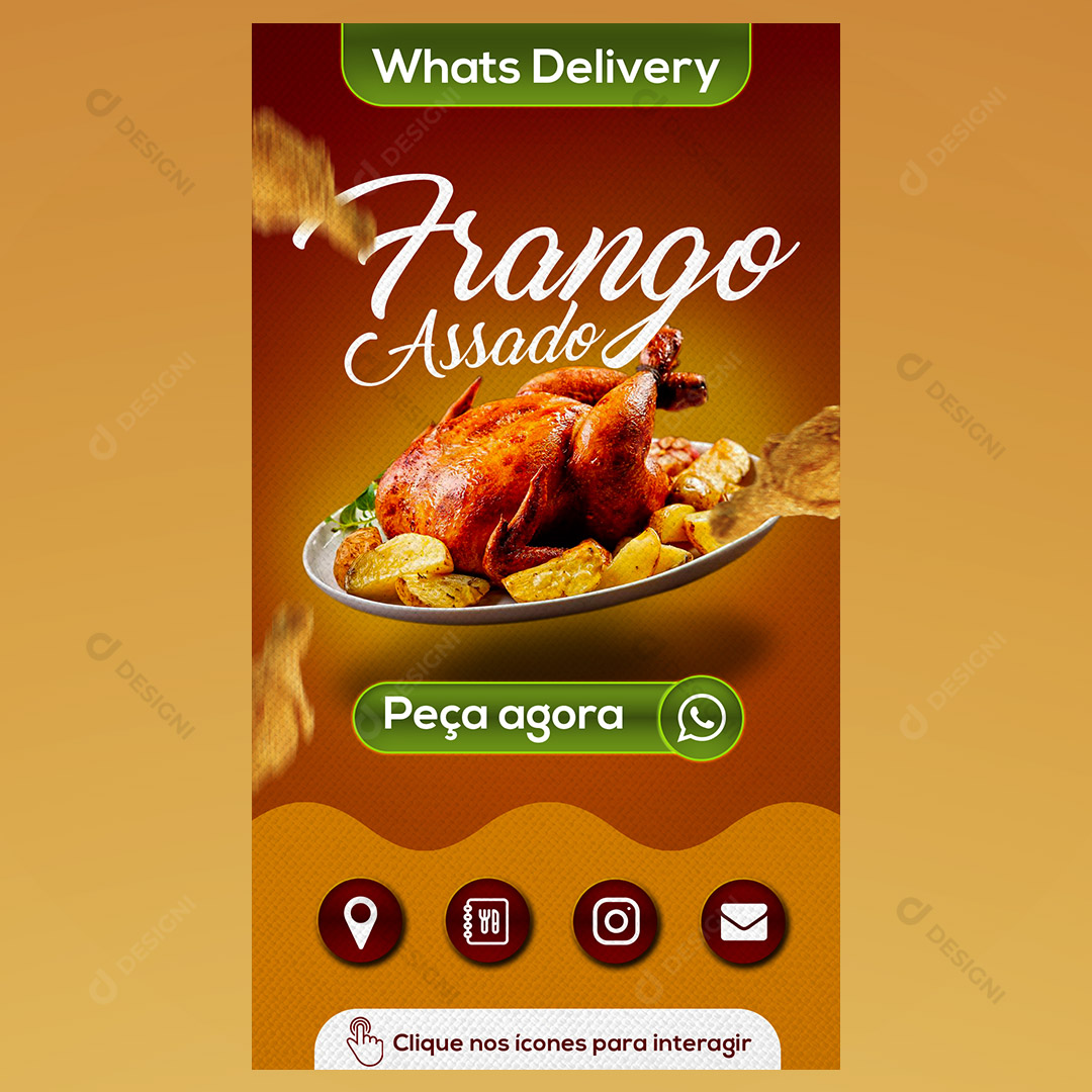 Cartão Interativo Frango Assado PSD + PPTX Editável