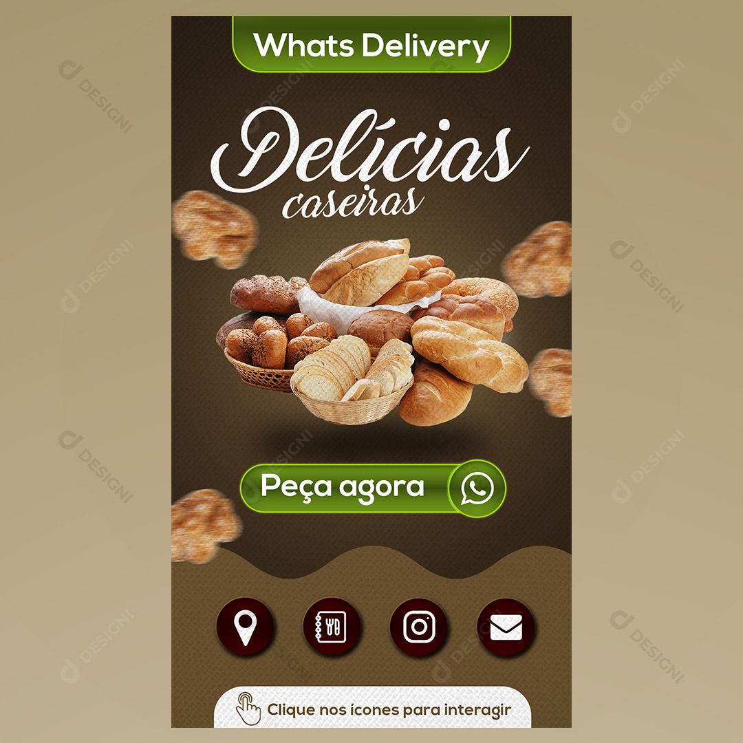 Cartão Interativo Pães Caseiros PSD + PPTX Editável