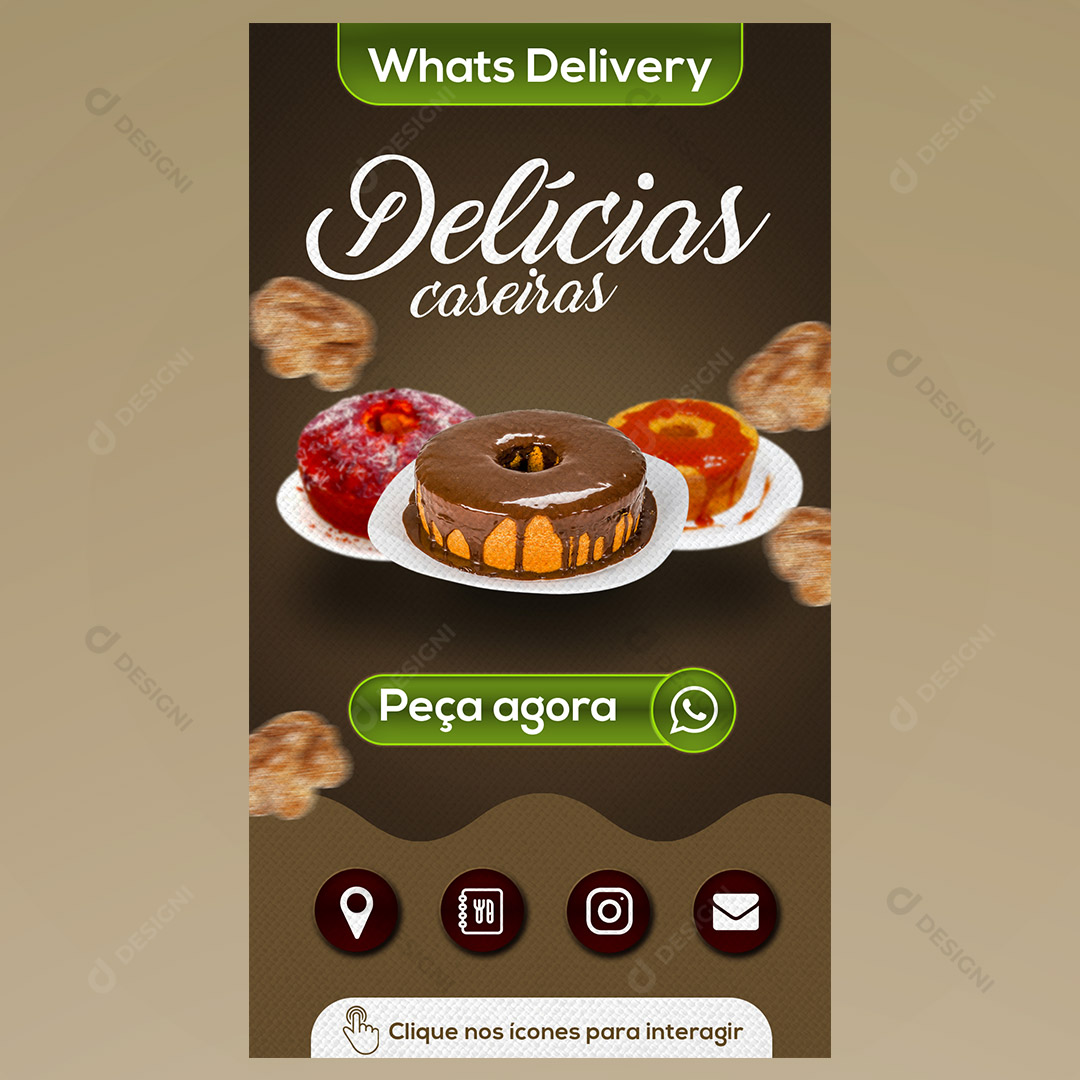 Cartão Interativo Bolos PSD + PPTX Editável