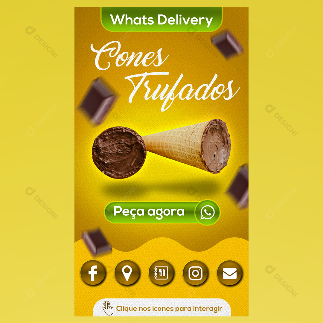 Cartão Interativo Cone Trufado PSD + PPTX Editável